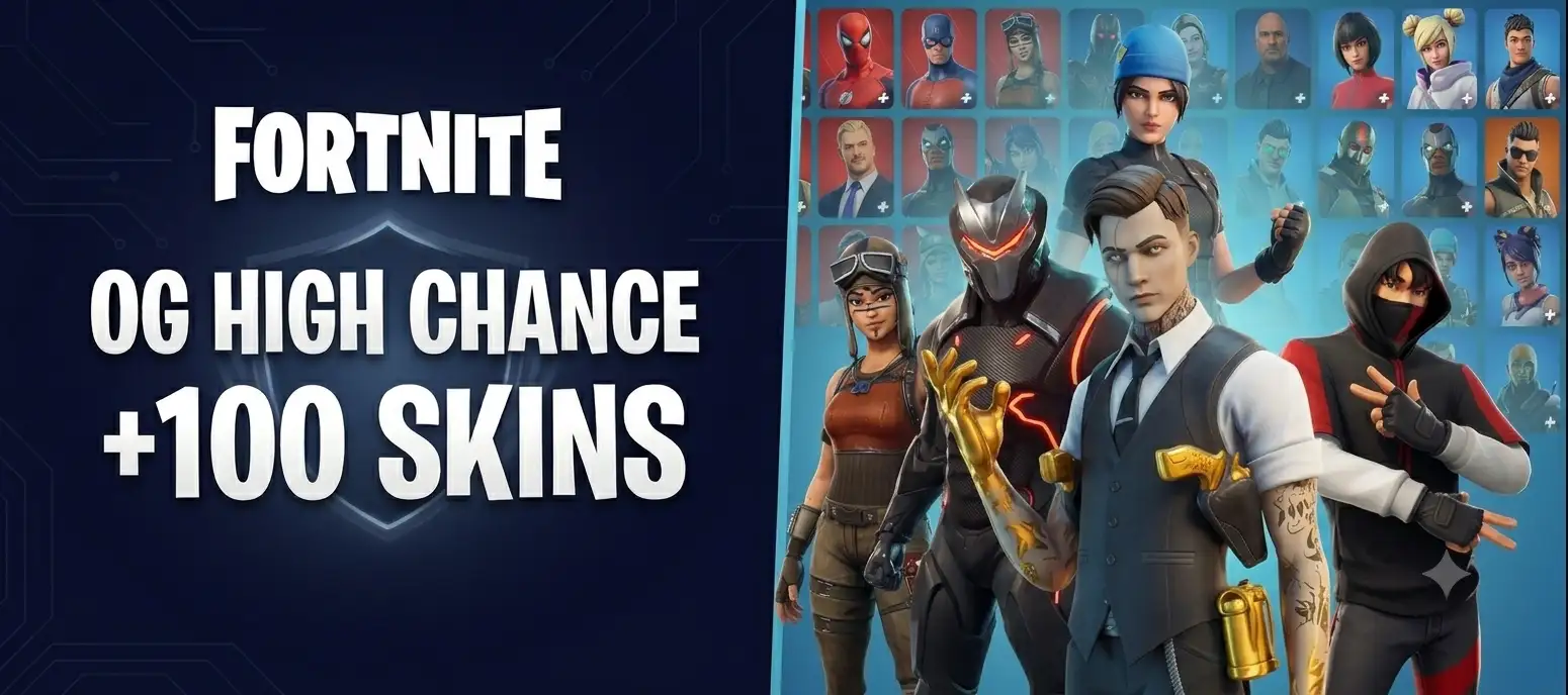 +100 SKINS, With RARE Or SUPER RARE (Black Knight,Renegade Raider,Ikonik,Rose Team Leader, or  Others), Full Access [ACCOUNTS WORKS IN ALL PLATFORMS] | Epic