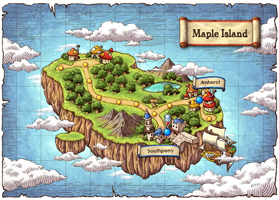 Maple Island starting area in MapleStory Classic World