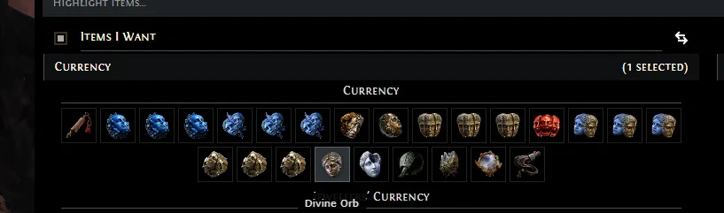 Trade for Divine Orbs