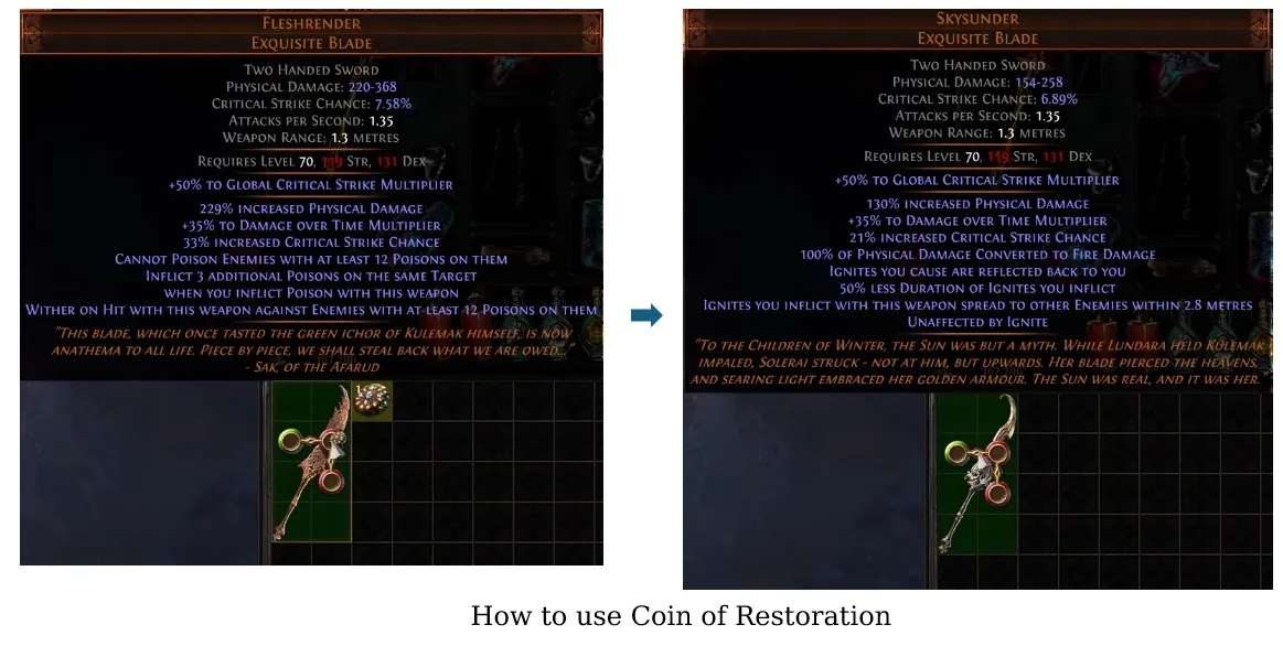 PoE How to use Coin of Restoration