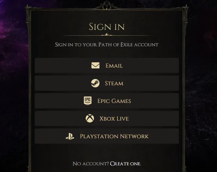 Path of Exile Log in