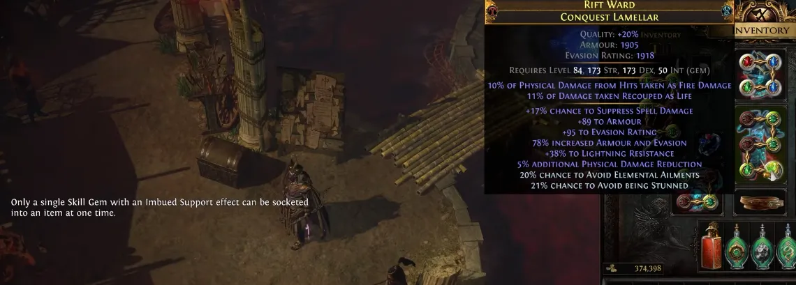 PoE Only one skill that is imbued this way can be socketed into a given equipment item at a time