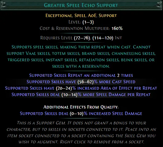PoE Greater Spell Echo Support