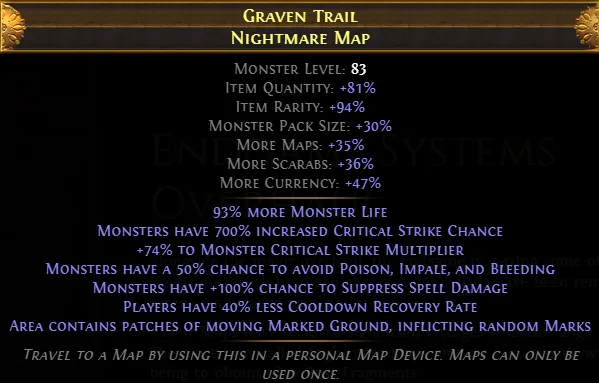 PoE Graven Trail Nightmare Map