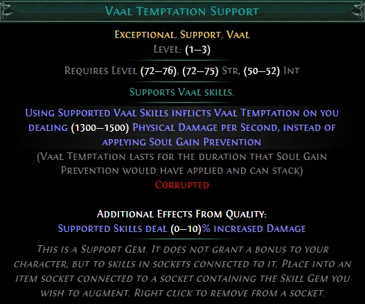 PoE Vaal Temptation Support