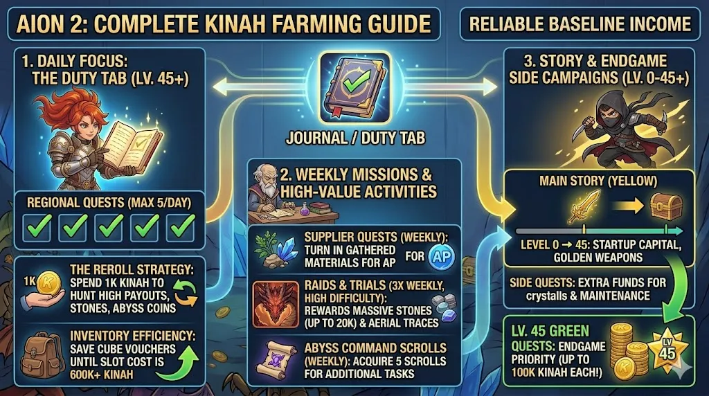Farming Aion 2 Kinah: Complete Quests (Daily, Weekly & Story)