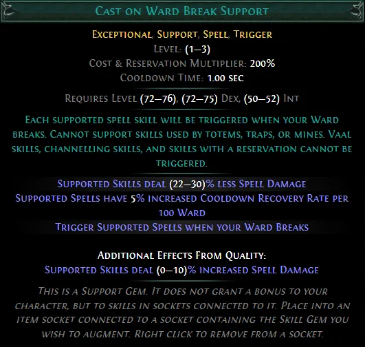 PoE Cast on Ward Break Support