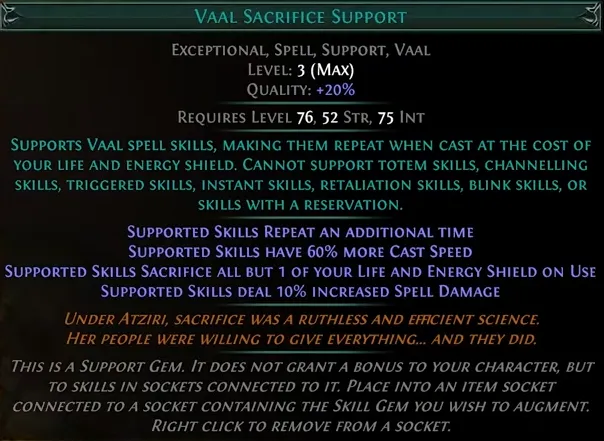PoE Vaal Sacrifice Support