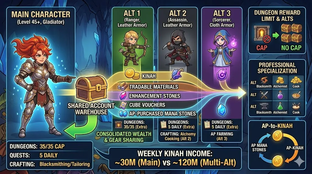 Farming Aion 2 Kinah: Using Multiple Characters 