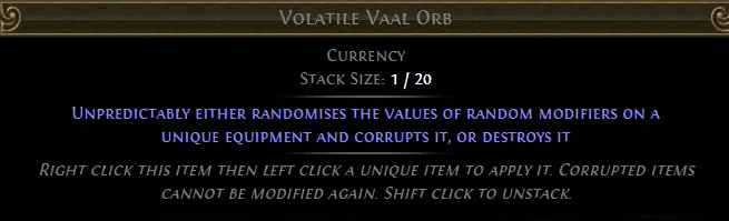 PoE Volatile Vaal Orb