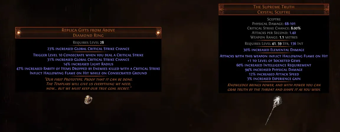 PoE Hallowing Flame Uniques