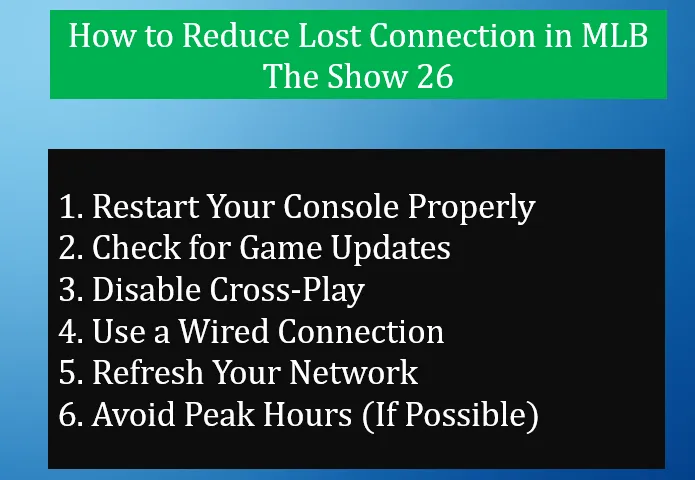 How to Reduce Lost Connection in MLB The Show 26