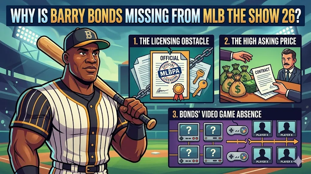Why is Barry Bonds missing MLB The Show 26