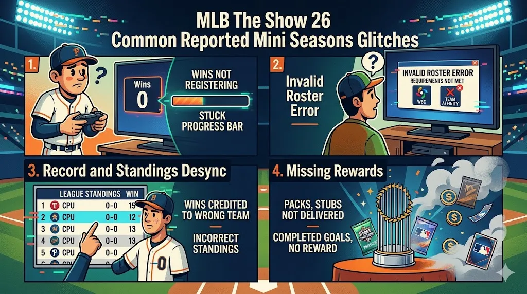 MLB The Show 26 Common Reported Mini Seasons Glitches