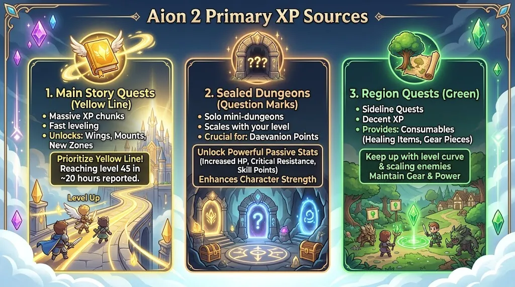 Aion 2 Primary XP Sources