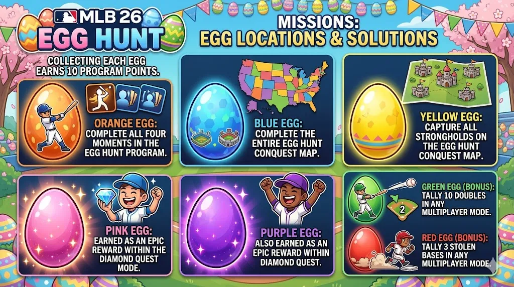 MLB 26 Egg Hunt Missions Egg Locations & Solutions