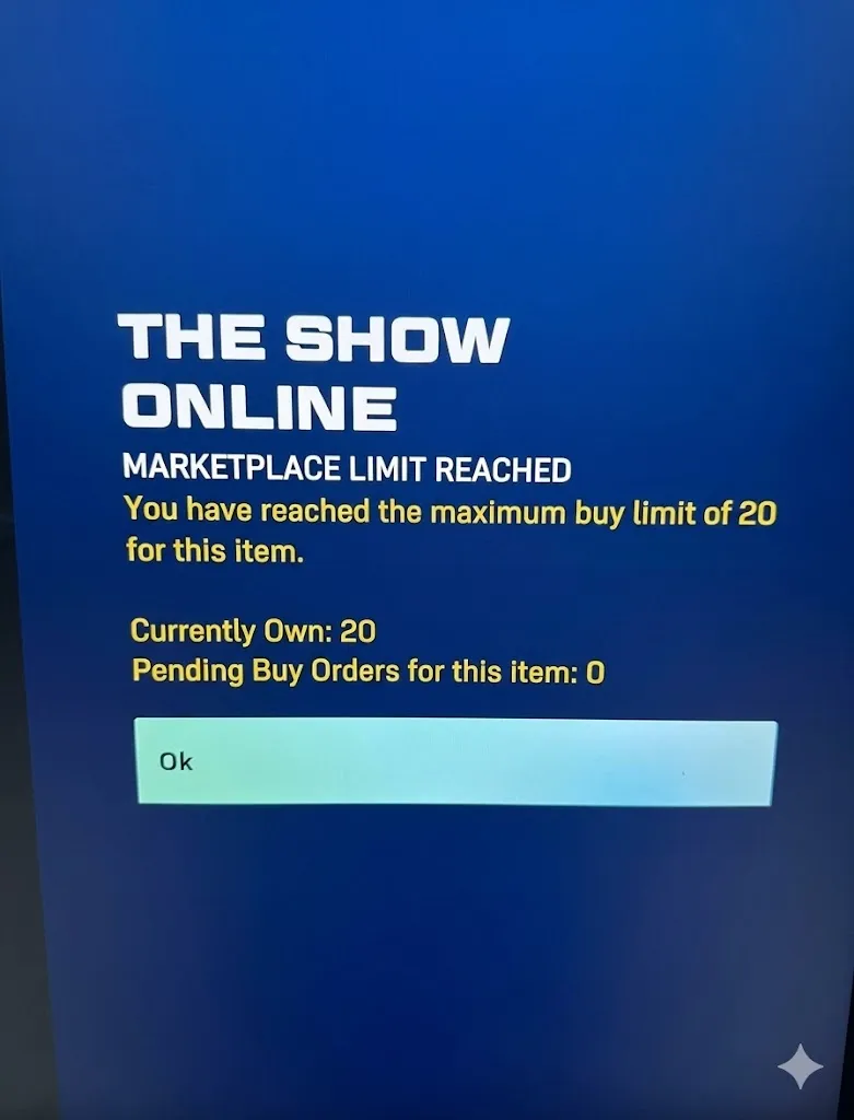 MLB The Show 26 Marketplace 20-Card Ownership Limit