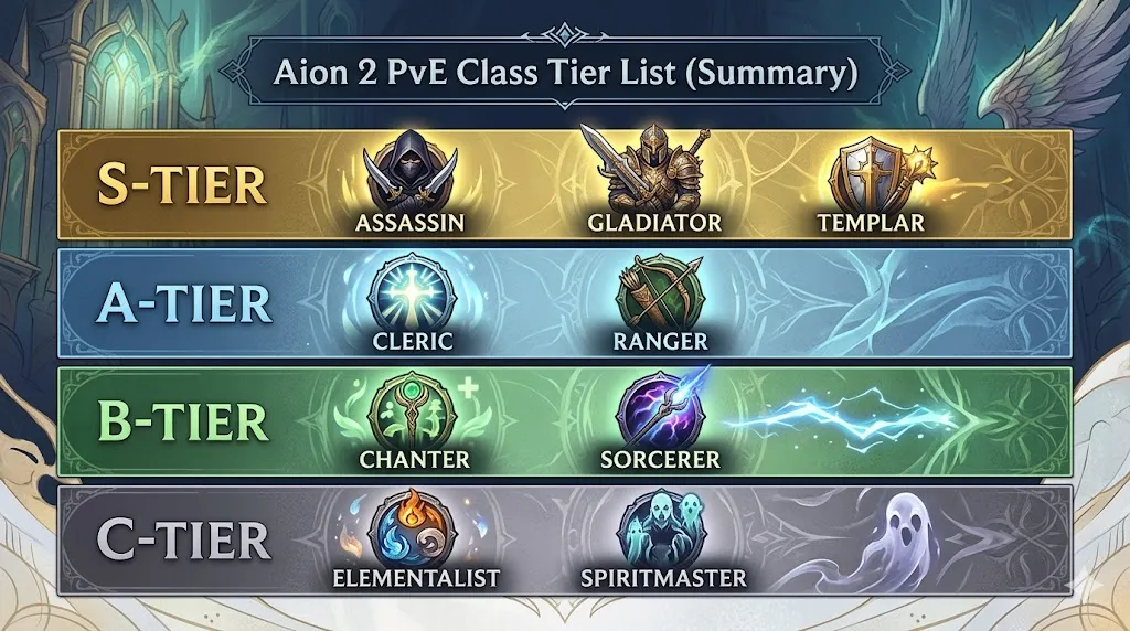 Aion 2 PvE Class Tier List (Summary)