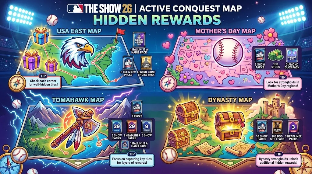 MLB The Show 26 Active Conquest Map Hidden Rewards