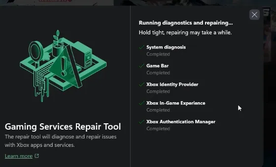 Click Start Repairing and allow the process to finish