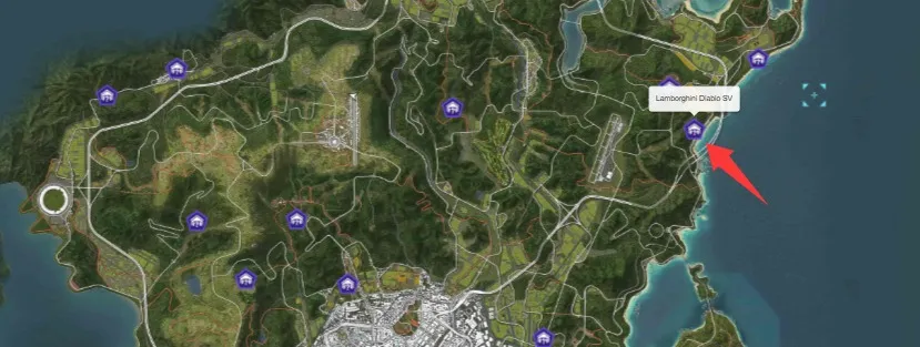 1997 Lamborghini Diablo SV Map Location