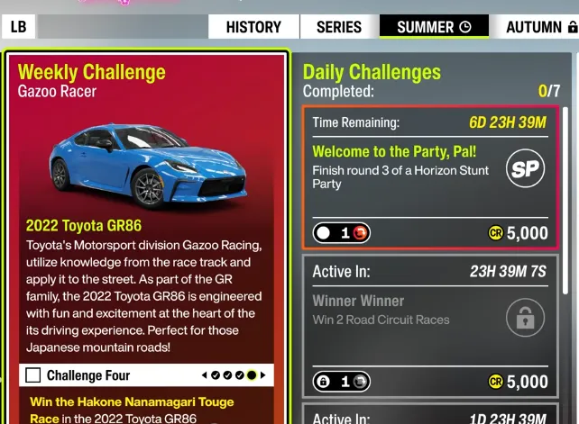 Finish round 3 of a Horizon Stunt Party