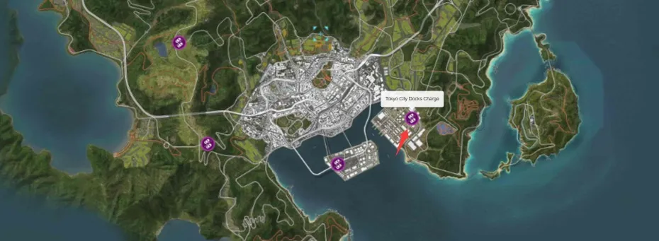 FH6 Tokyo City Docks Charge Street Racing Event Map Location