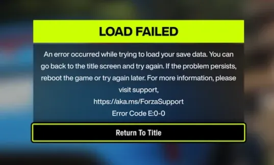 Forza Horizon 6 Error Code E:0-0