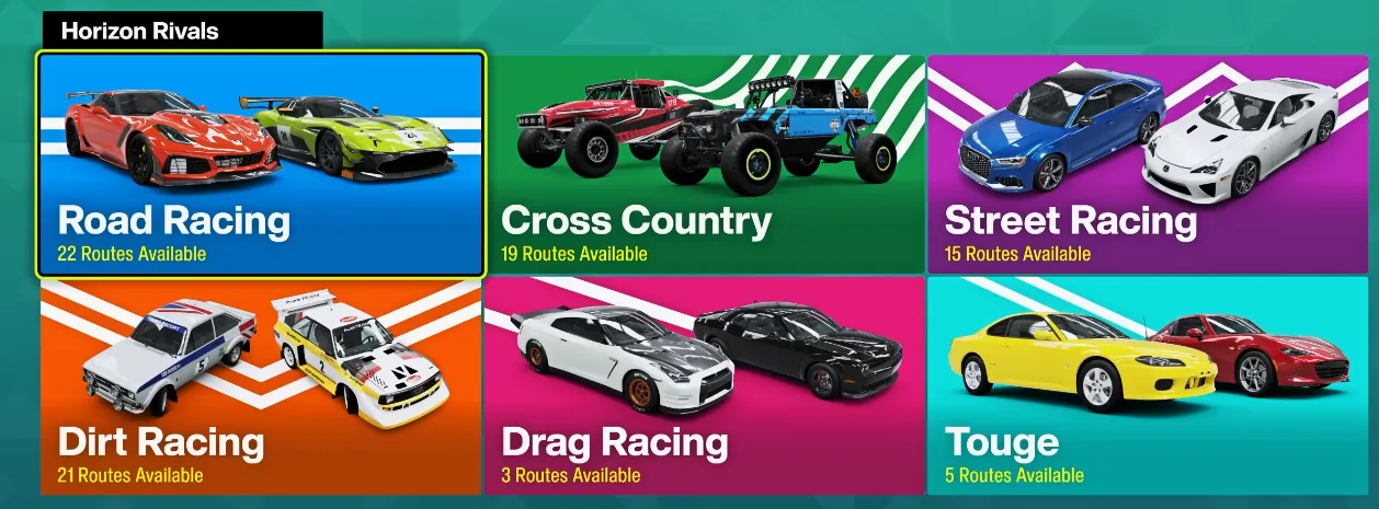 Enter Rivals and choose Road Racing