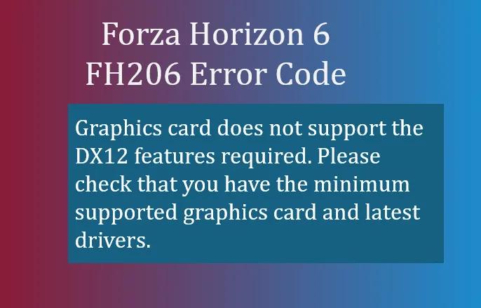 Forza Horizon 6 FH206 Error Code