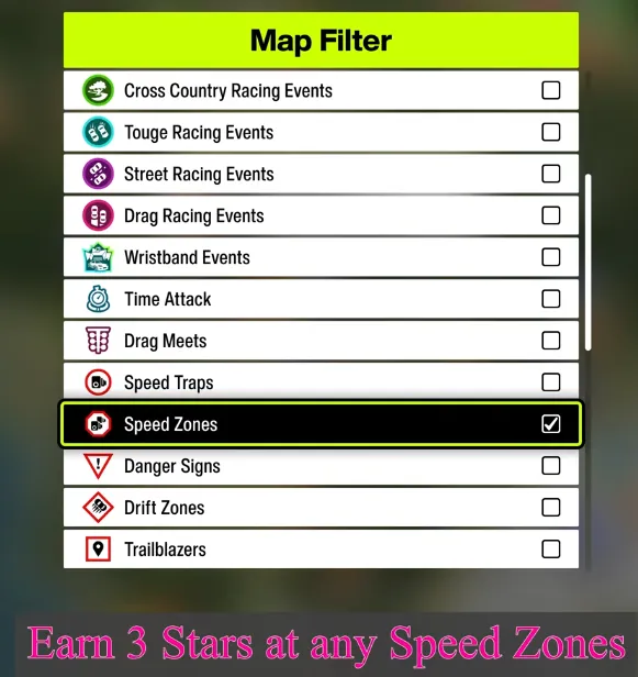 Earn 3 Stars at any Speed Zones