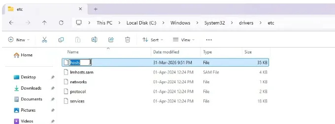Reset the Windows Hosts File