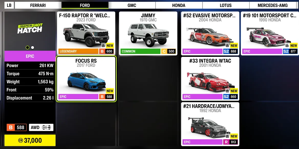Forza Horizon 6 Cars