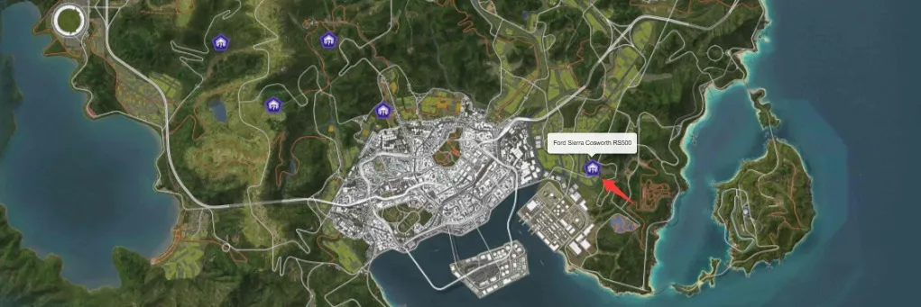 1987 Ford Sierra Cosworth RS500 Map Location