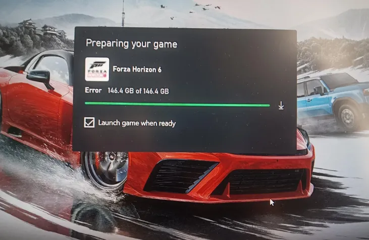 forza horizon 6 unpacking taking forever error