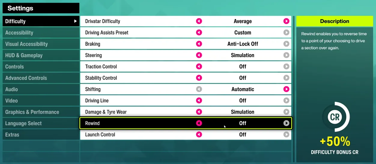 Forza Horizon 6 Driving Difficulty & Assists Settings