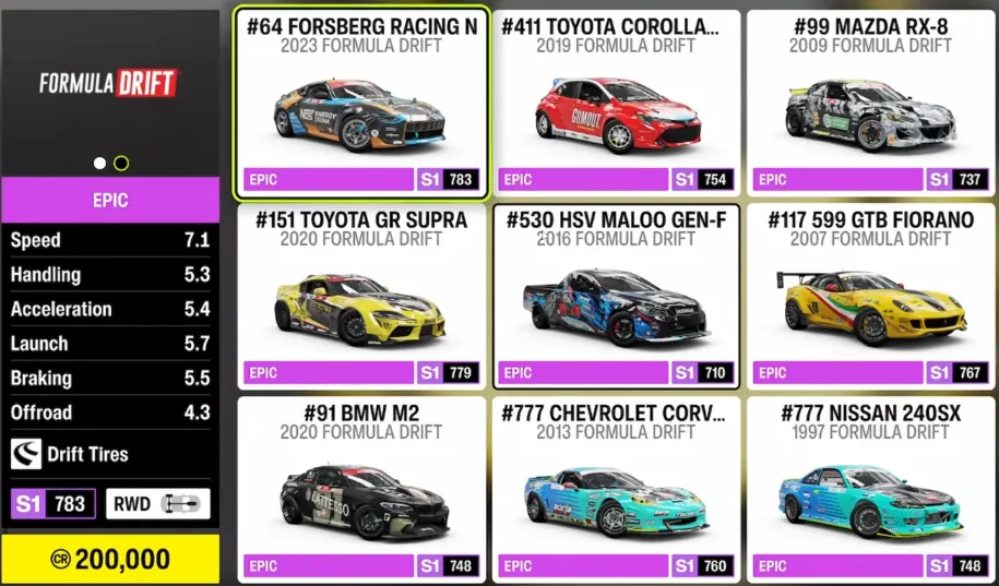 Forza Horizon 6 Cars