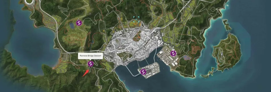FH6 Rainbow Bridge Descent Street Racing Event Map Location