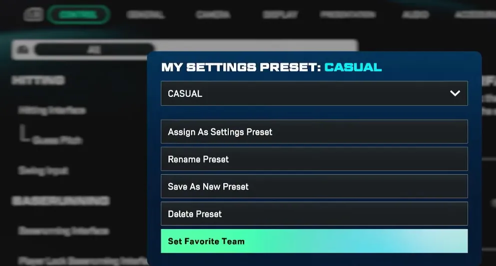 MLB The Show 26 Locate Set Favorite Team