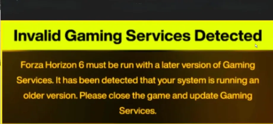 Forza Horizon 6: Invalid Gaming Services Detected on Steam