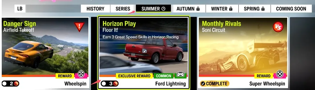 Earn 3 Great Speed Skill in Horizon Racing