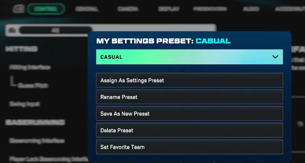 MLB The Show 26 Open Settings Preset