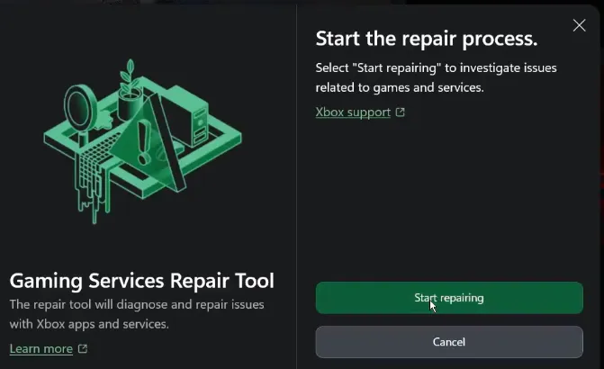 Start repairing