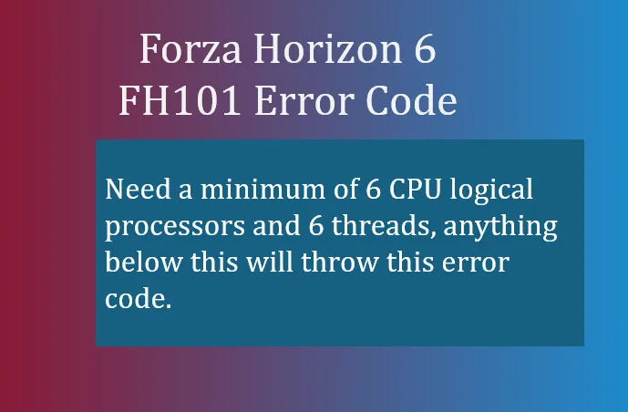 Forza Horizon 6 FH101 Error Code