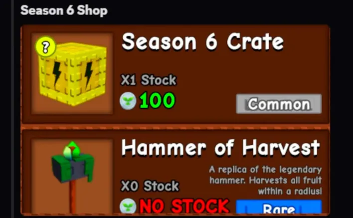 Grow A Garden 2 Season 6 Shop