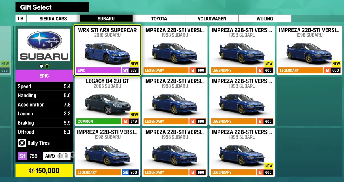 Send Gift Drop In Forza Horizon 6: Pick a car