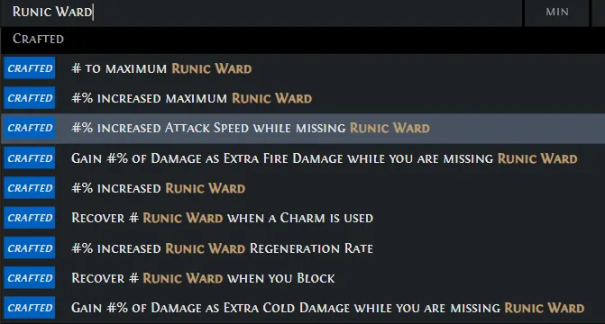PoE 2 Runic Ward Crafted Mods