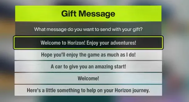Send Gift Drop In Forza Horizon 6: Add a Message