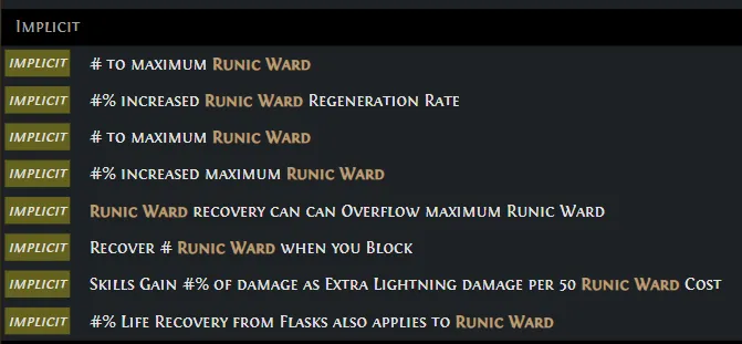 PoE 2 Runic Ward Implicit Mods