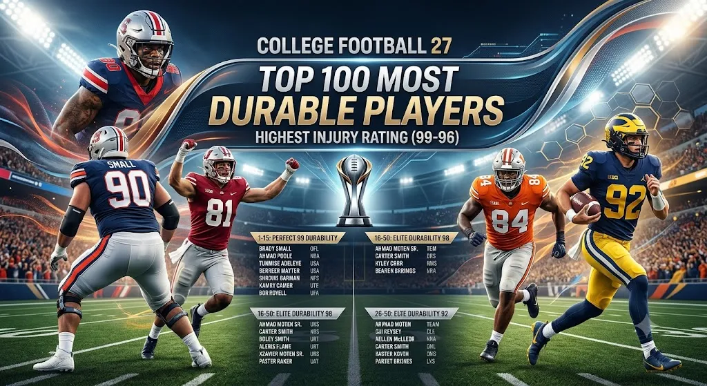 College Football 27 Top 100 Most Durable Players